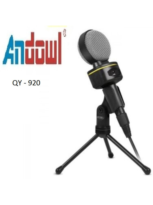 Μικρόφωνο Πυκνωτικό Εγγραφής Andowl QY-920 για PC με τρίποδο