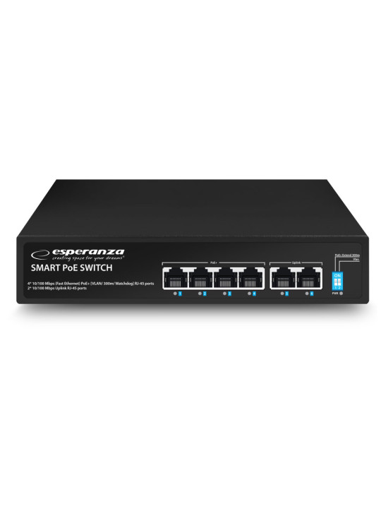 ESPERANZA 4 PoE+2 UPLINK PORT ETHERNET SWITCH 10/100 SPINNER ENS105