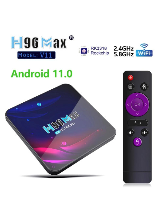 TV Box H96 Max 4K UHD με WiFi, CPU RK3318, USB 2.0 / USB 3.0 4GB RAM και 32GB με Λειτουργικό Android 11.0